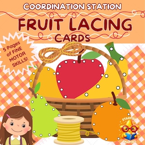 CARTÕES DE ENTALHES DE FRUTAS habilidades motoras finas educação em casa pré-escola renda de frutas crianças escola professor digital para impressão primeira infância