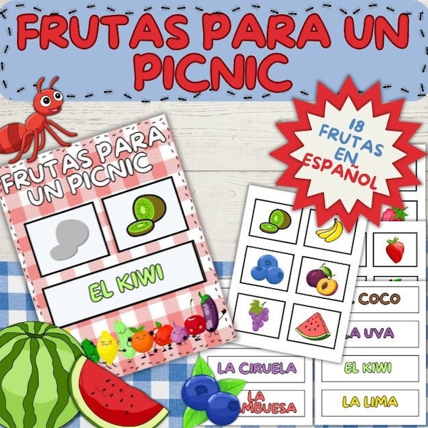 FRUTAS para un PICNIC ESPAÑOL Spanish Fruits aprender leer educación infantil niños bilingual education preschool homeschool digital