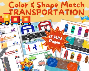 COLOR MATCH TRANSPORT Preschool Montessori Kindergarten Toddlers Homeschool Educational Digital Game Transportation Cars Plane Boat Train