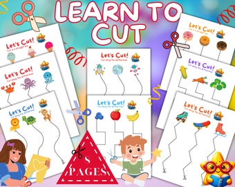 LEARN TO CUT Preschool Montessori Toddlers PreK Kindergarten School Homeschool Digital Scissor Activity Game Educational Art Daycare Teach