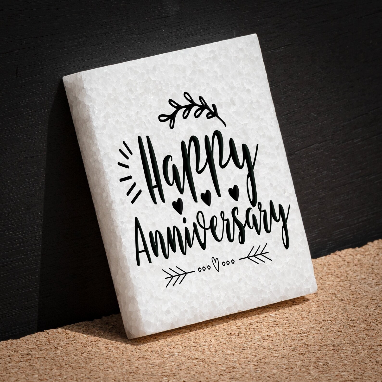 Sous Verre Liège (Lot De 6) Happy Anniversary Anniversaire De Mariage Celebration Idée Cadeau