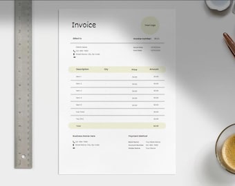 Invoice Template - Small Business Invoice, Editable Invoice, Canva Template, Services Invoice, Digital Invoice Template