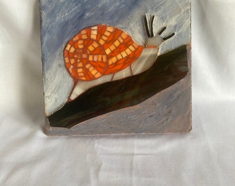 Stained Glass Mosaic of a Snail