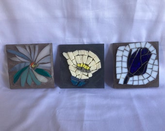 Stained Glass mosaic flower coasters