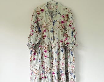 Boho Floral Cotton Maxi Dress for Women, Gift for Her, Long Women Bohemian Dress, By LQERFA