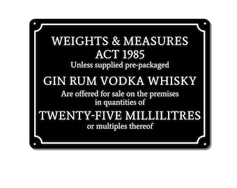 Personalised UK Weights and Measures Act Sign – Vintage Style Metal Plaque for Home Bar, Man Cave or Garden Pub