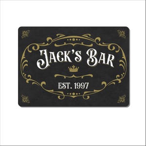 Personalised Bar Sign – Vintage Style Metal Plaque for Home Bar, Man Cave or Garden Pub