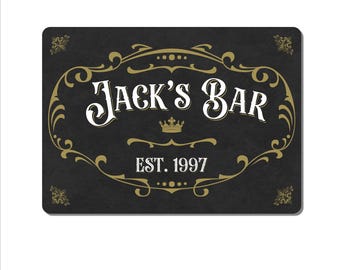 Targa Da Bar Personalizzata Con Scritta "Own Bar", 15 Cm X 29 Cm