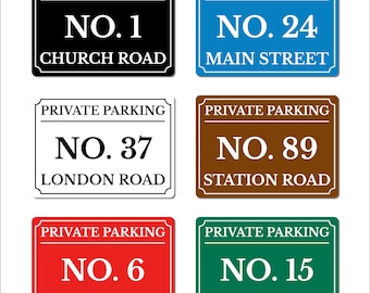 Personalised Private Parking Sign – Custom Metal Driveway Sign – No Parking for House Number