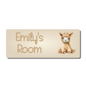 Personalised Kids Room Door Plaque – Cute Llama