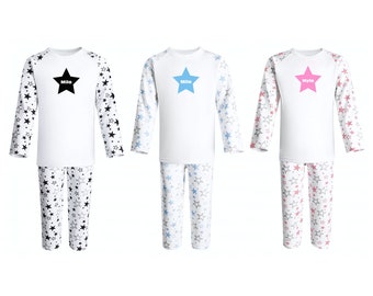 Kinder Beliebiger Name Stern Langarm-Pyjama