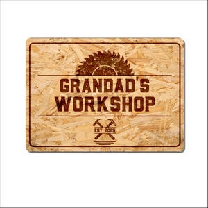 Personalised Workshop Metal Sign – Custom Shed or Garage Plaque with Any Text – Gift for Him, Dad, Grandad, Husband, Father&#39;s Day