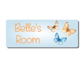 Personalised Kids Room Door Plaque – Cute Butterfly