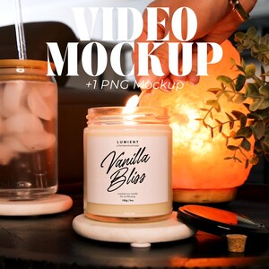 Printify 9oz Candle Mockup Video Cozy Soy Candle Product Video Editable Lifestyle Lit Candle Video for Print on Demand