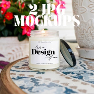 Summer Candle Mockup White Candle Jar Mockup Printify 9oz Soy Candle Product Photo Styled Stock Photo Outdoor Candle Mockup