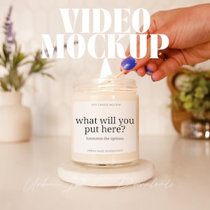 Printify Candle Mockup Video Aesthetic Soy Candle Mockup Video Boho Candle Mockup Video Stock Video Lifestyle Videography White Candle MP4