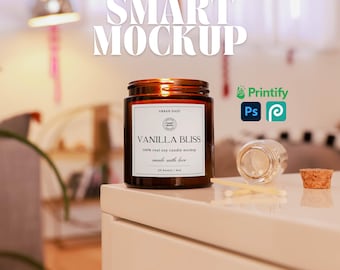 Amber Candle Mockup Aesthetic 4oz Soy Candle Mockup Digital Download Boho Candle Mockup Stock Photo for Print On Demand