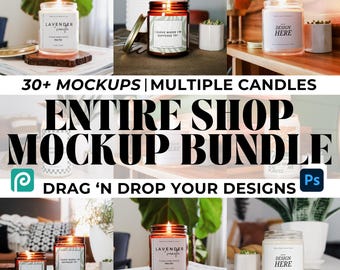 Lifetime Access Candle Mockup Bundle Entire Shop Aesthetic Product Photo Mockup Drag and Drop Candle Mockup Bundle Premium Product Mockups