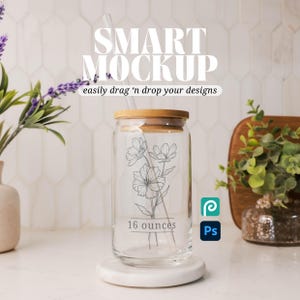 Maqueta de vaso para sorbos Smart Layers Maqueta de vaso de vidrio de 16 oz Maqueta de vaso para sorbos de cocina limpia Maqueta de vasos Libbey Canvas