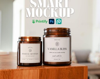4oz 9oz Bernstein Kerzen Mockup Set Braunglas Kerze Mockup Größenvariation Print On Demand Lifestyle Produktfoto für Etsy Verkäufer PSD Mockup