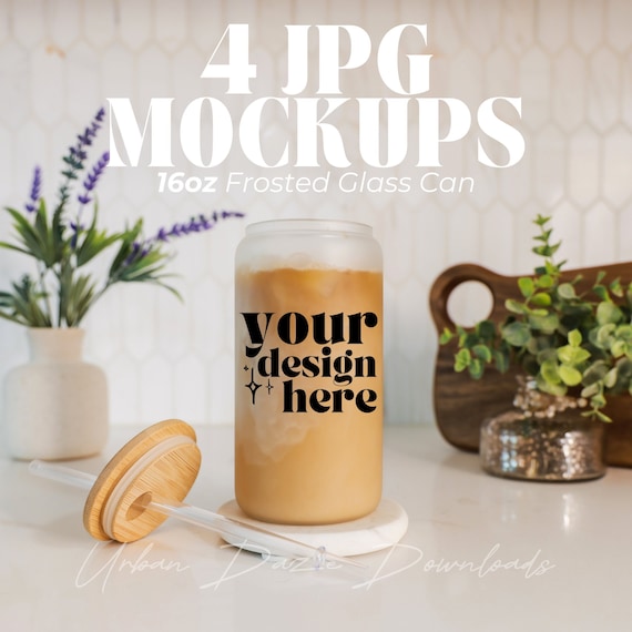 Sublimation Frosted Glass Can 16oz Mockup Bundle Libbey Glass Mockup Boho Clean Product Photo Kitchen High Quality Mockup Glass Coffee Cup