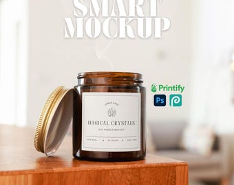 4oz Amber Candle Mockup Blown Out Candle Smoke Brown Glass Candle Mockup Lifestyle Product Photo for Etsy Candle Sellers Print On Demand