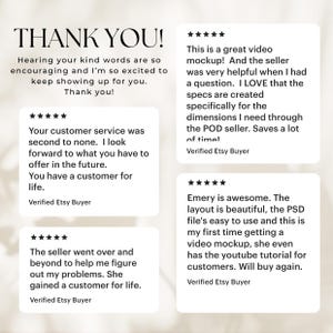 May include: Five-star reviews for a product on Etsy. The reviews highlight the seller's excellent customer service, the quality of the product, and the ease of use. The reviews are written in a positive and enthusiastic tone.