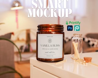 9oz Amber Candle Mockup Staged Stock Photo Smart Layer Candle Mockup For Print On Demand Boho Candle Mockup Lifestyle Product Mockup