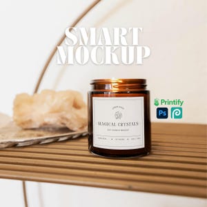 4oz Amber Candle Mockup Estética Soy Candle Mockup Download Digital Foto de Stock para Impressão Sob Demanda Crystal Candle Mockup