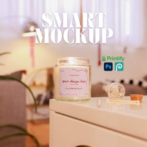 Printify キャンドル モックアップ 美的 4 オンス ソイ キャンドル モックアップ デジタル ダウンロード ボヘミアン キャンドル モックアップ ストックフォト ライフスタイル写真