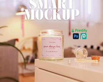 Printify Candle Mockup Aesthetic 4oz Soy Candle Mockup Digital Download Boho Candle Mockup Stock Photo Lifestyle Photography