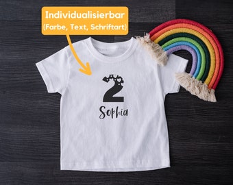 Personalisiertes Geburtstagsshirt mit Zahl und Name / individuelles Shirt zum Geburtstag / Zahlenshirt Kindergeburtstag / Geburtstagskind