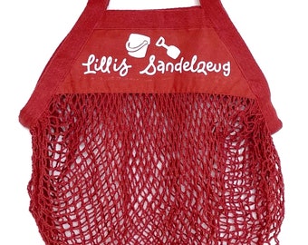 Personalized mesh bag for sand toys, sand toys, sand molds / individual with name and motif