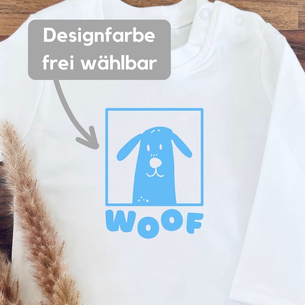 Kinder Shirt Hund / Longsleeve mit Hund / Woof Wau Wau / Baby Body mit Hund / süßer Hund Kids Shirt