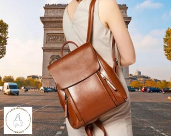 Leather Backpack woman Convertible Shoulder Bag, Genuine leather Bookbag , Woman Leather Backpack, Shoulder Bag, Cowhide Leather Laptop Bag