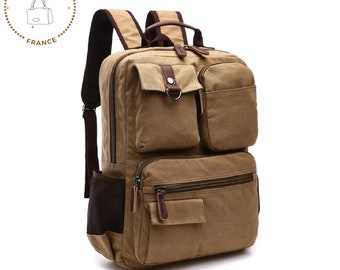 Canvas  Backpack Oil Wax Canvas Leather Travel Backpack Bag Large Waterproof Daypack Retro Bagpack Rucksack gift for her/him