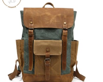 Lederen canvas rugzakken voor mannen Oil Wax Canvas lederen reisrugzak tas grote waterdichte dagrugzak Retro Bagpack rugzak cadeau voor haar/hem