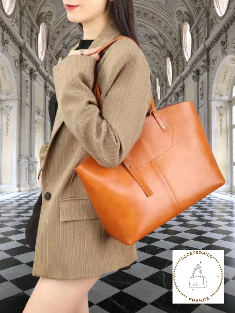 Genuine leather Tote bag , Real leather shoulder bag, Woman Leather handbag, handbag women designer, handbag womens vintage image 2