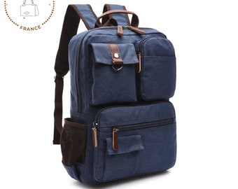 Canvas  Backpack Oil Wax Canvas Leather Travel Backpack Bag Large Waterproof Daypack Retro Bagpack Rucksack gift for her/him