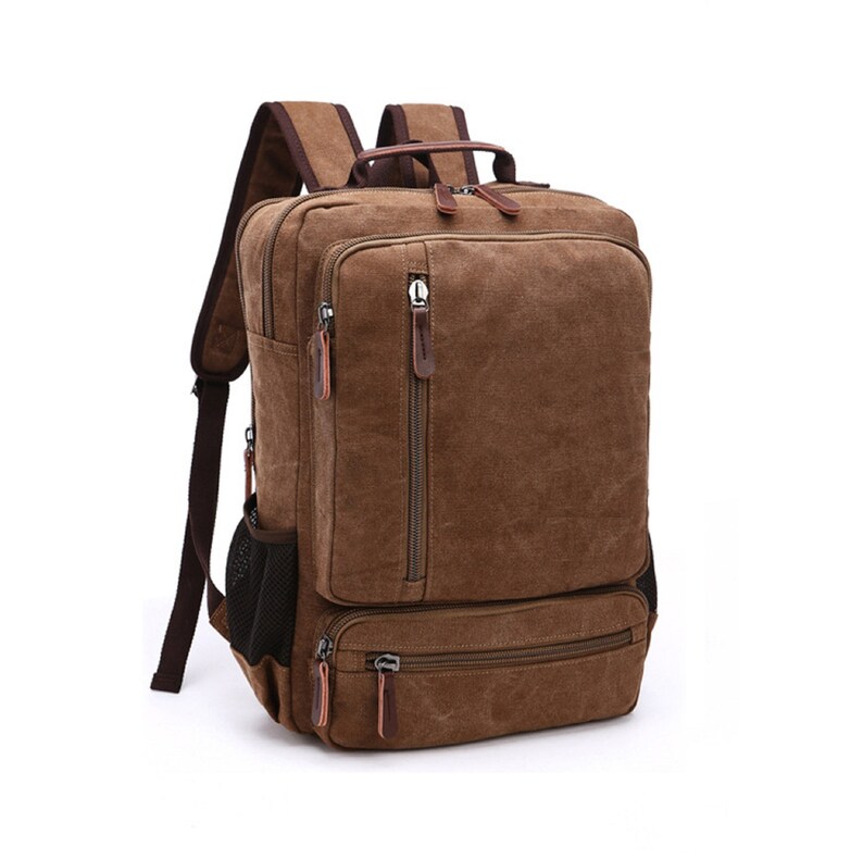 Canvas Backpack Oil Wax Canvas Leather Travel Backpack Bag Large Waterproof Daypack Retro Bagpack Rucksack gift for her/him Marron