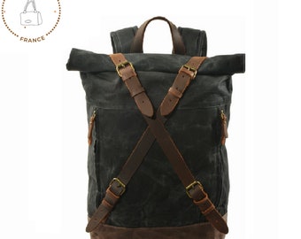 Leather Canvas Backpacks for Men Oil Wax Canvas Leather Travel Backpack Bag Large Waterproof Daypack Retro Bagpack Rucksack gift for him