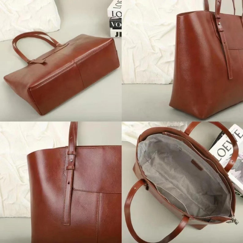 Genuine leather Tote bag , Real leather shoulder bag, Woman Leather handbag, handbag women designer, handbag womens vintage image 8