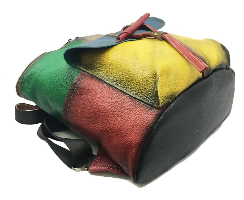 Genuine Leather rucksack, Leather backpack, Colorful backpack,Laptop Backpack,College backpack, City backpack girlfriend, Gift for her image 8