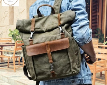 Lederen canvas rugzakken voor mannen Oil Wax Canvas lederen reisrugzak tas grote waterdichte dagrugzak Retro Bagpack rugzak cadeau voor hem