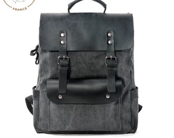 Leather Canvas Backpacks for Men Oil Wax Canvas Leather Travel Backpack Bag Large Waterproof Daypack Retro Bagpack Rucksack gift for him