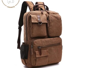 Canvas  Backpack Oil Wax Canvas Leather Travel Backpack Bag Large Waterproof Daypack Retro Bagpack Rucksack gift for her/him