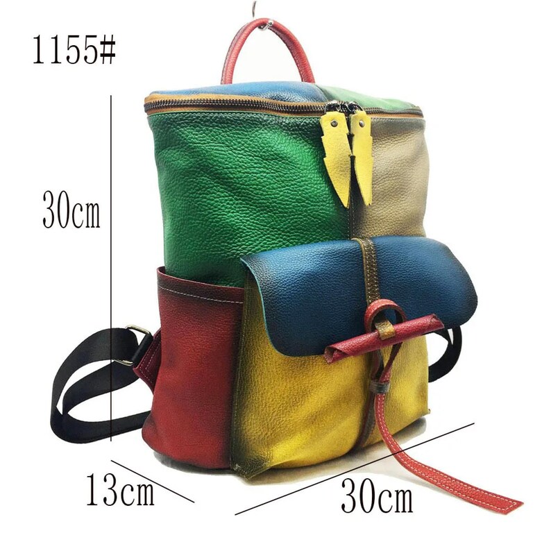 Genuine Leather rucksack, Leather backpack, Colorful backpack,Laptop Backpack,College backpack, City backpack girlfriend, Gift for her image 5