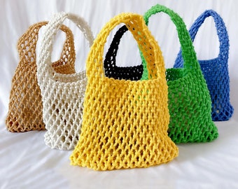 Woven bag Beach Crochet bag Handbag for Women Girls Summer Straw Rope Hollow Out Hand Woven Totes Bag Women's Hollow Knitting Handbag Purses