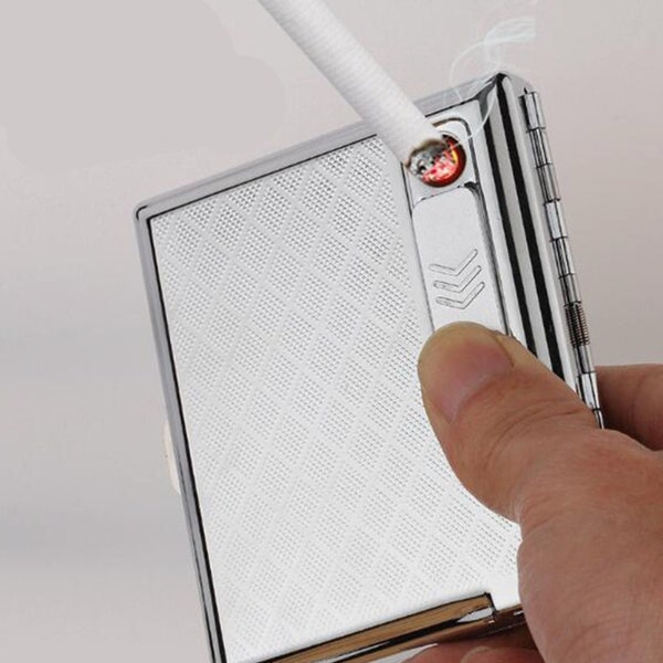 Metall Zigarettenetui Box mit elektronischem USB-Feuerzeug