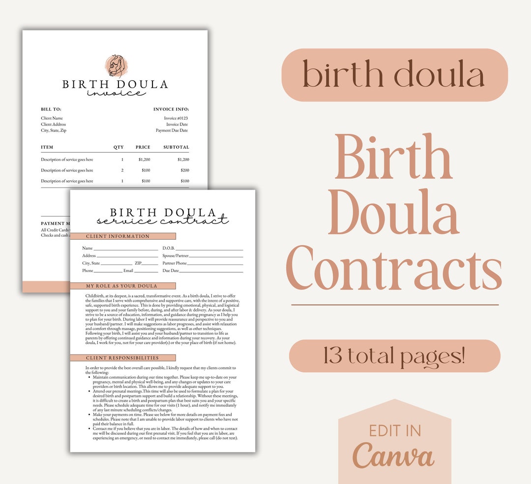 Birth Doula Contracts and Release Forms, Legal Contracts for Doula ...